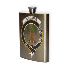 Crosbie (or Crosby) Clan Crest Flask.