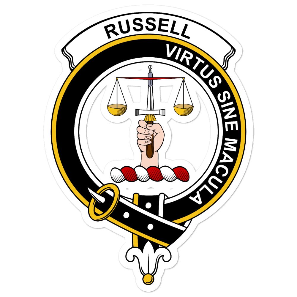 Russell Clan Crest Vinyl Sticker